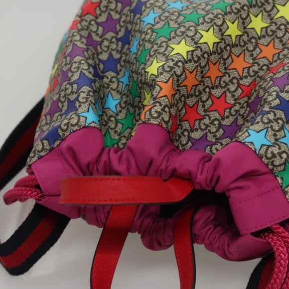 GUCCI GG Supreme Sherry Line Backpack PVC Beige Multicolor 550775 Auth 108606V - Picture 7 of 14